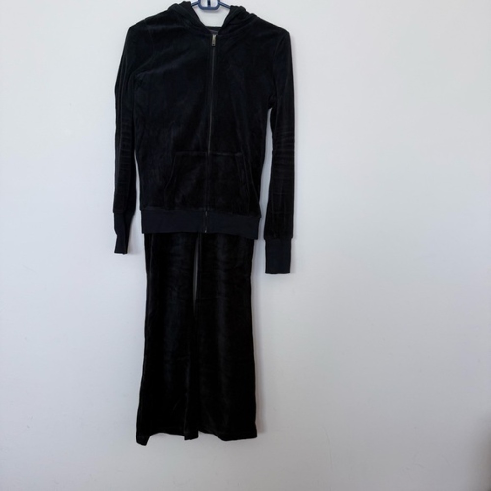 Jenni by Jennifer Moore Black Velour Pants and Jacket set Size small
